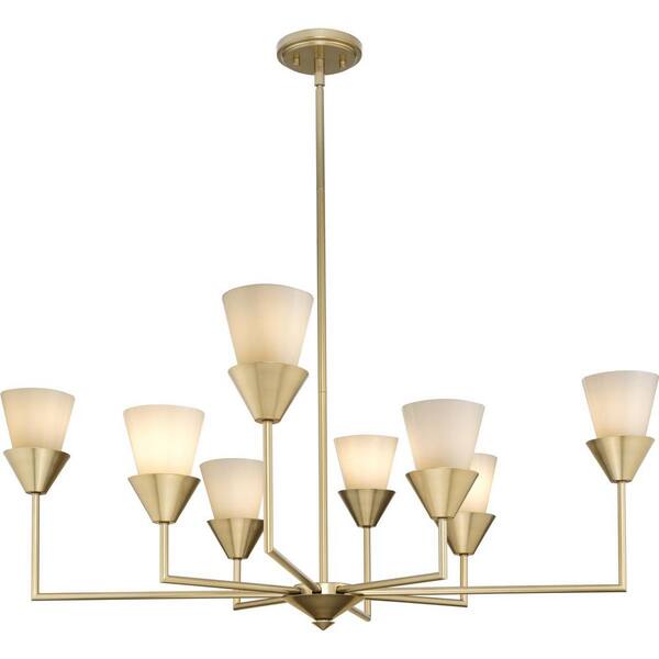 Progress Lighting Pinellas 40 in. Contemporary Soft Gold Chandelier with Opal Glass Shades