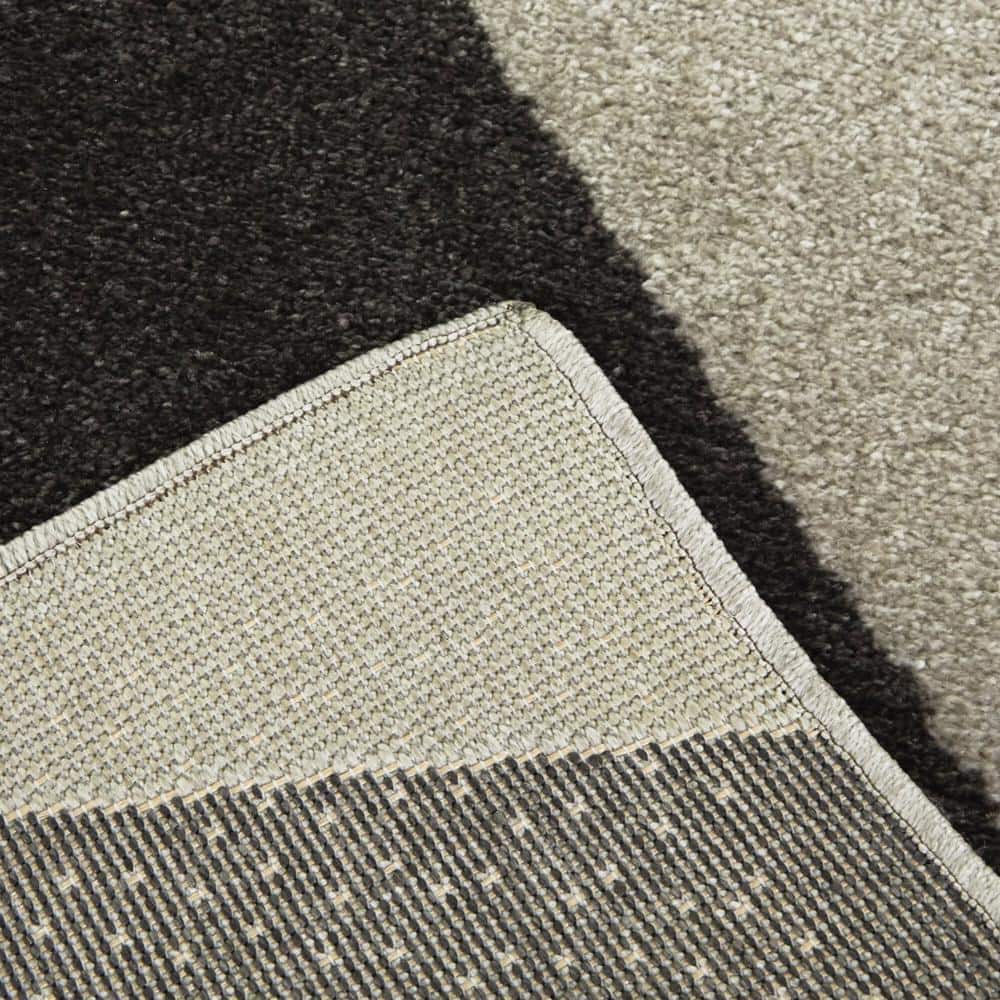 Large Black and Gray Abstract Synthetic Area Rug