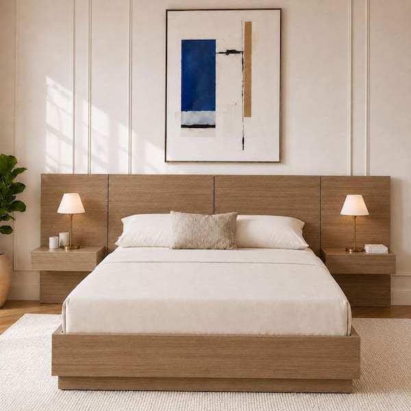Milano 4 Piece Brown Oak Engineered Wood King Size Bedroom Set