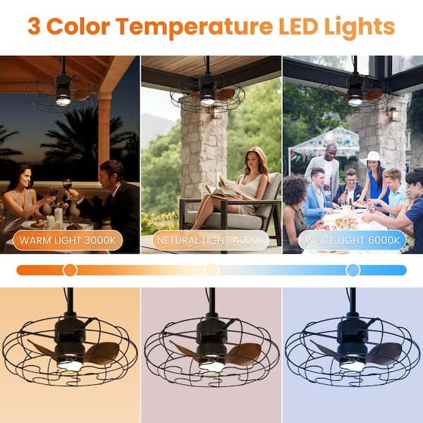 Orison 28" Outdoor Ceiling Fan With Light - Wet Rated, Plug-in, Caged Design For Gazebo, Pergola, Patio - View #8