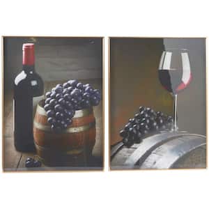 2- Panel Wine Framed Wall Art with Gold Aluminum Frame 32 in. x 24 in.
