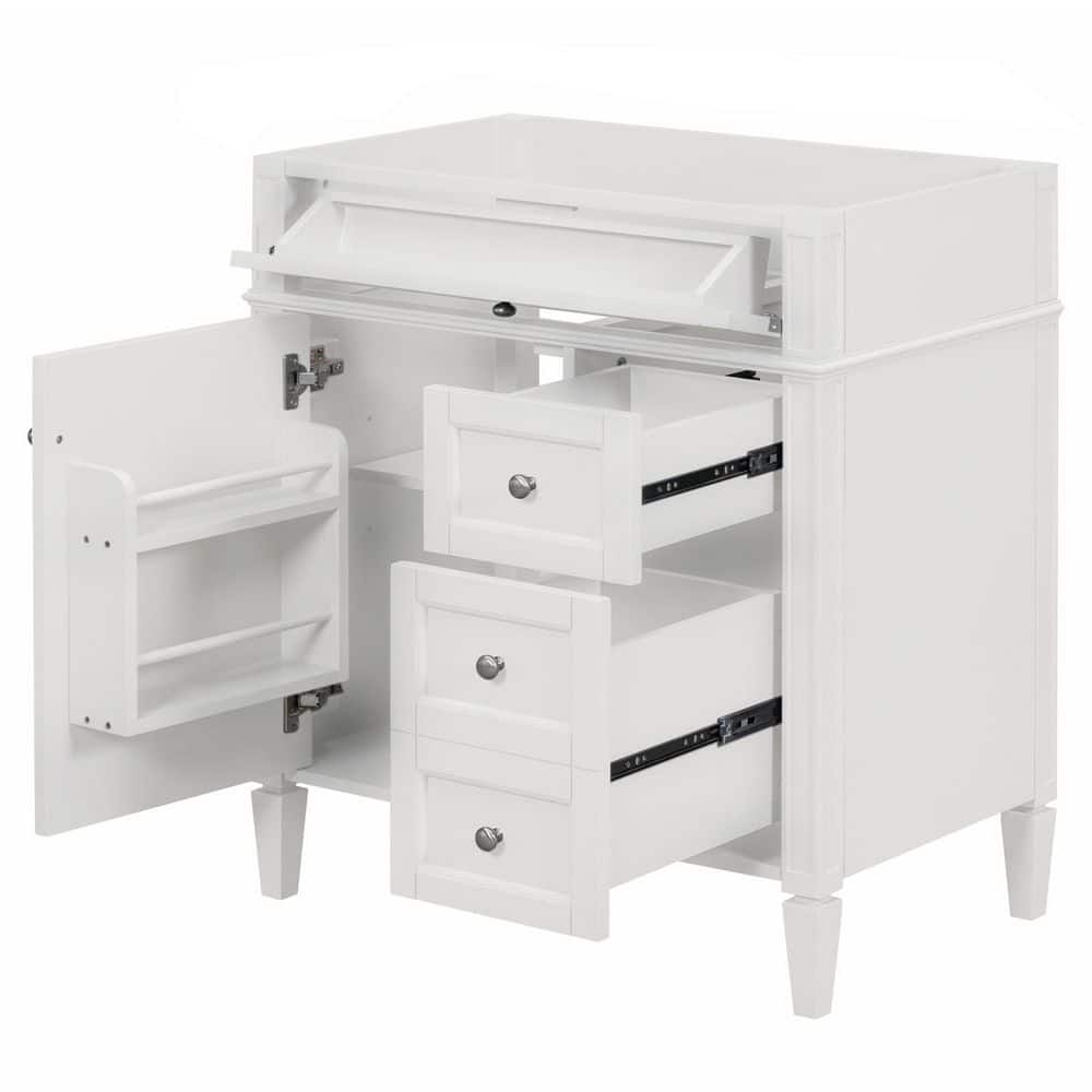 29.3 in. Bath Vanity Cabinet without Top Freestanding Storage Cabinet with 2 Drawer, a Tip-out Drawer in White(No Basin)