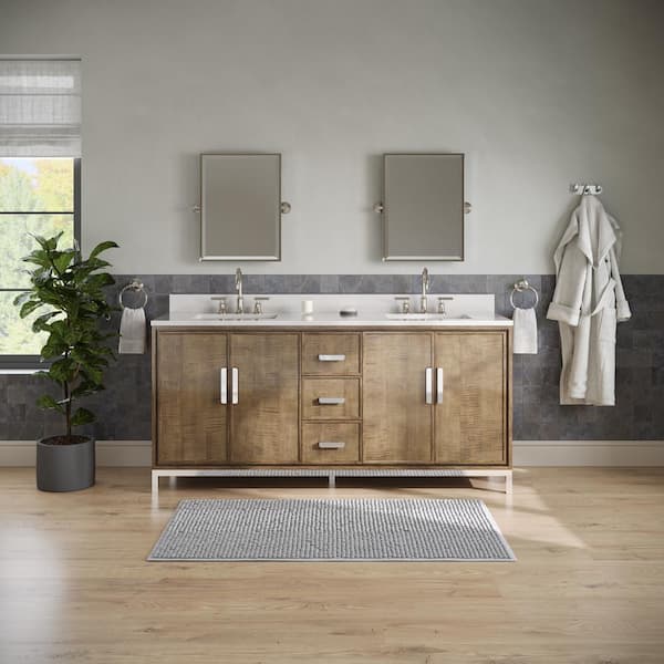 Water Creation Westin 72 in.W x 22 in.D x 34.4 in.H Double Sink Bath Vanity in Lustrous Walnut with Whitebrook Quartz Top and Mirrors