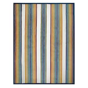 Blithe Colorful Multi-Colored 3 ft. x 5 ft. Striped Polypropylene Indoor/Outdoor Area Rug