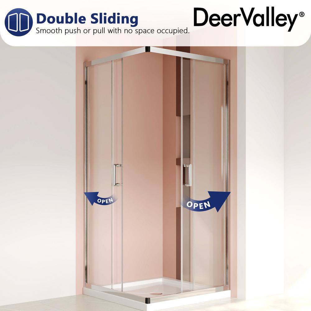 36"W x 36"D x 72"H Framed Square Tempered Glass Shower Enclosure