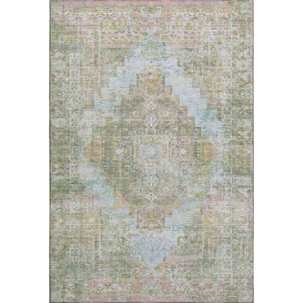 Mayfield Premium Machine Washable Abstract AMF2140 Green 10 ft. x 14 ft. Area Rug