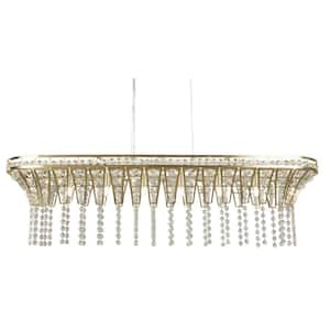 39.4 in. 8-Light Luxury Champagne Gold Chandelier for Living Room and Kitchen with K9 Crystal Shade
