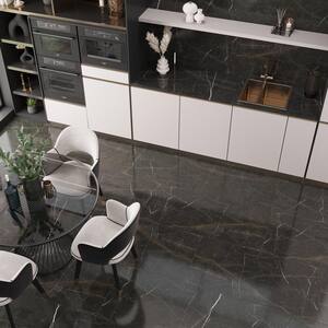 Splendor Black 23.7 in. x 47.25 in. Polished Porcelain Rectangular Wall and Floor Tile (30 Cases/466.5 sq. ft./Pallet)