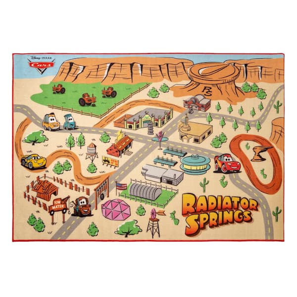 Gertmenian & Sons Radiator Springs Play Multi-Colored 5 ft. x 7 ft. Indoor Juvenile Area Rug
