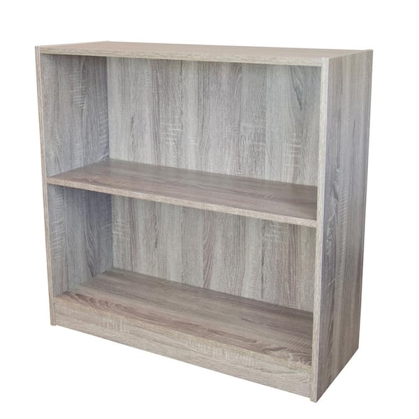 Unbranded 30.8 in. Driftwood 3-Shelf Standard Bookcase with Footer