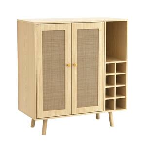 Coda Natural Wood Rattan Bar Cabinet