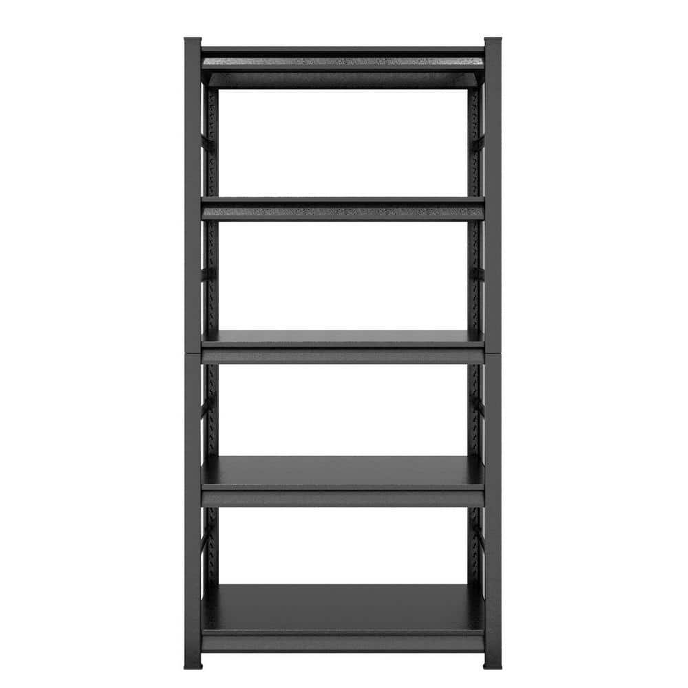 Tidoin Black 5-Tier Steel Shelving Unit, Heavy Duty Shelving