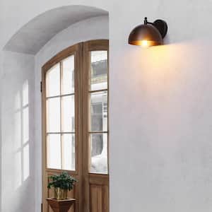 7.9 in. 1-Light Matte Black Wall Sconce with Black Metal Shade