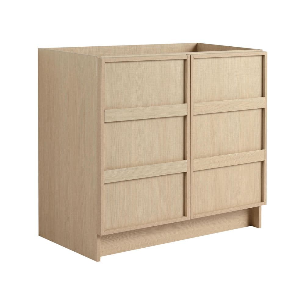 Josephine 35.06 in. W Modern Freestanding Bath Vanity Cabinet without Top in Oak with 2 Soft Closing Doors