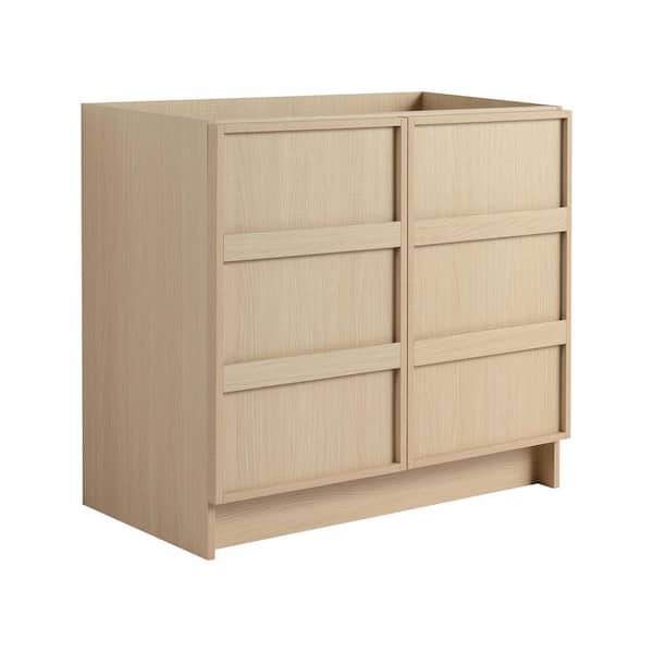Josephine 35.06 in. W Modern Freestanding Bath Vanity Cabinet without Top in Oak with 2 Soft Closing Doors