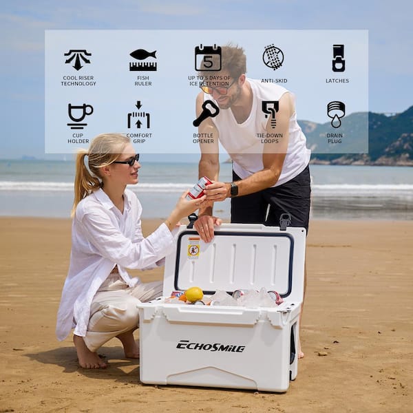 エルモア EchoSmile 30 qt. Rotomolded Cooler in White TER-LCL030WB - The