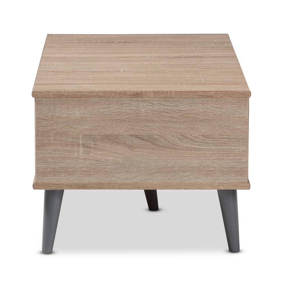 Pierre Oak Brown and Gray Mid-Century Modern Coffee Table