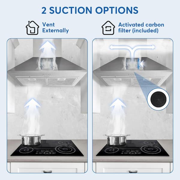 Tylza 28 in. 600 CFM Convertible Insert Range Hood with 2-Charcoal