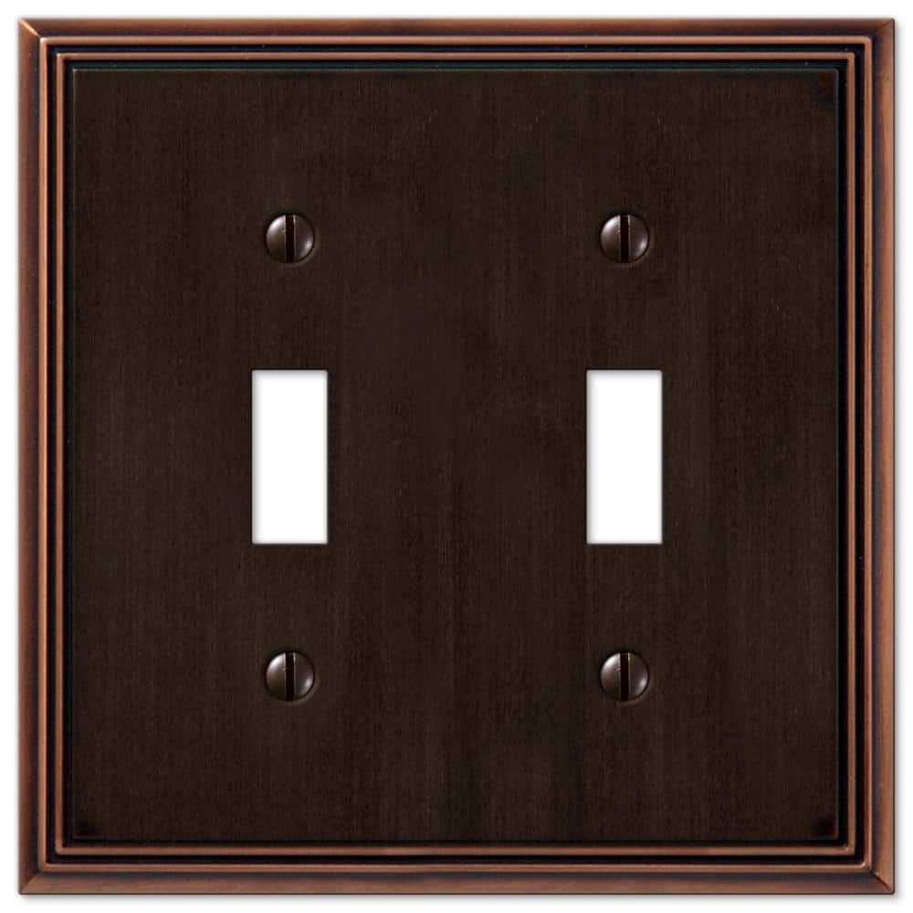 Aged Bronze 2-Gang Die-Cast Metal Toggle Wall Plate