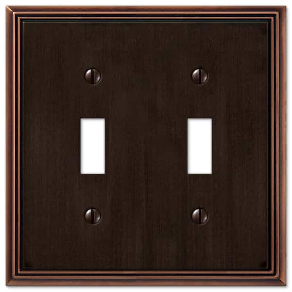 AMERELLE Rhodes 2 Gang Toggle Metal Wall Plate - Aged Bronze
