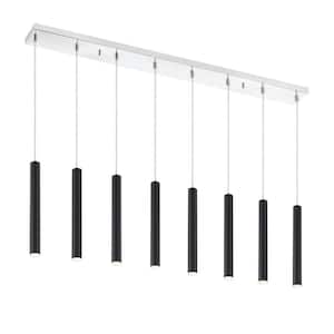 Forest 5-Watt 8-Light Integrated LED Chrome Shaded Chandelier with Matte Black Steel Shade