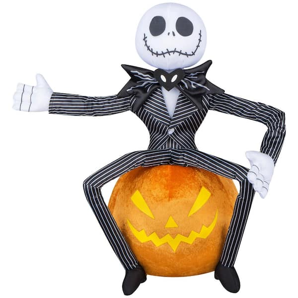 17in. Jack Skellington on Jack-O'-Lantern Standing Halloween Greeter Holiday Decor