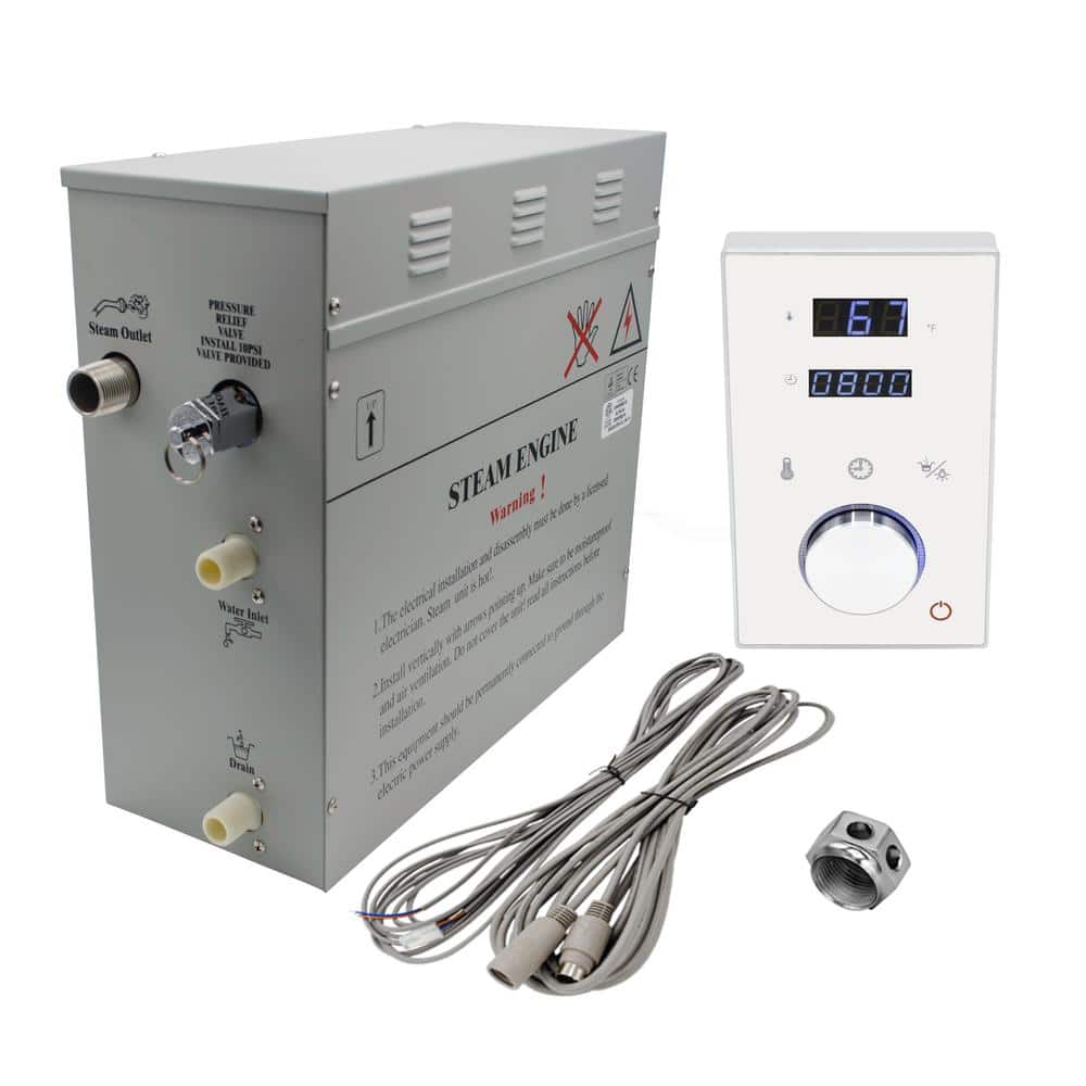 Superior 6kW Deluxe Self-Draining Steam Bath Generator Digital Programmable Control in White and Chrome Steam Outlet price history on PriceWatchPro
