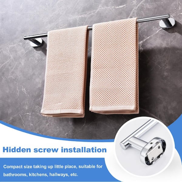 Bath 24 in. Wall Mounted Towel Bar Bathroom Towel Holder in Anti-Spotting Chrome