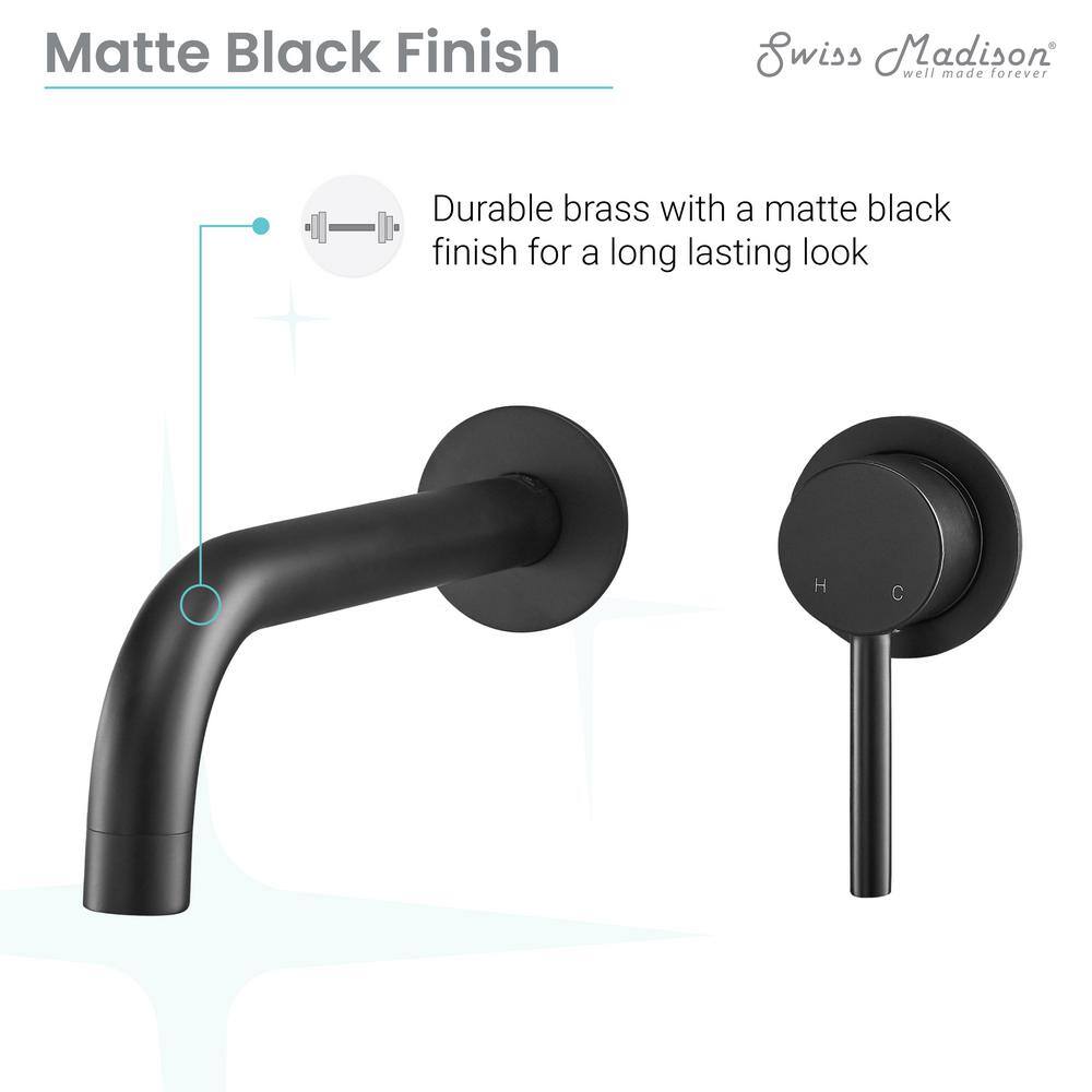 Ivy Matte Black Brass Single-Handle Wall-Mount Bathroom Faucet