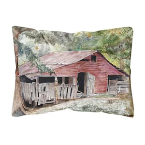 12 in. x 16 in. Multi-Color Lumbar Outdoor Throw Pillow Old Barn Decorative Canvas Fabric Pillow