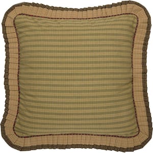 Tea Cabin Green Khaki Red Ruffled Rustic Plaid Cotton Euro Sham