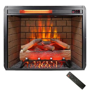 28 in. Infrared Electric Fireplace Insert in Black, Touch Panel Home Decor Heater, Smokeless Firebox With Trim Kit