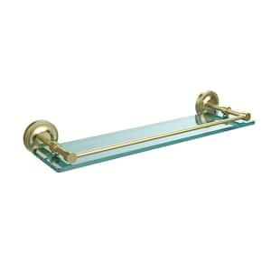 Prestige Regal 22 in. L x 3 in. H x 5 in. W Clear Glass Bathroom Shelf with Gallery Rail in Satin Brass