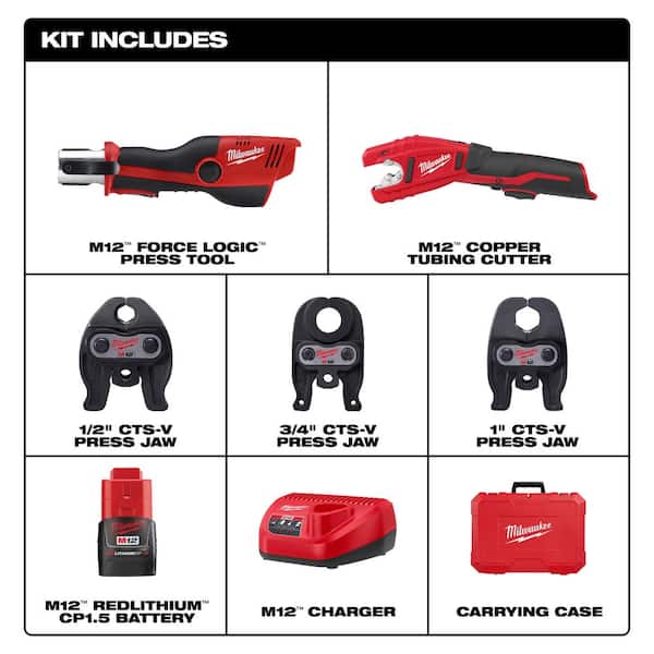 White Cap  Milwaukee 12V Cordless M12 Pipe Cutter with 1 Battery