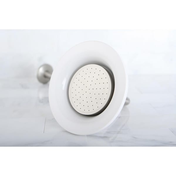 1-Spray 6.3 in. Single Wall Mount Fixed Rain Shower Head in Brushed Nickel