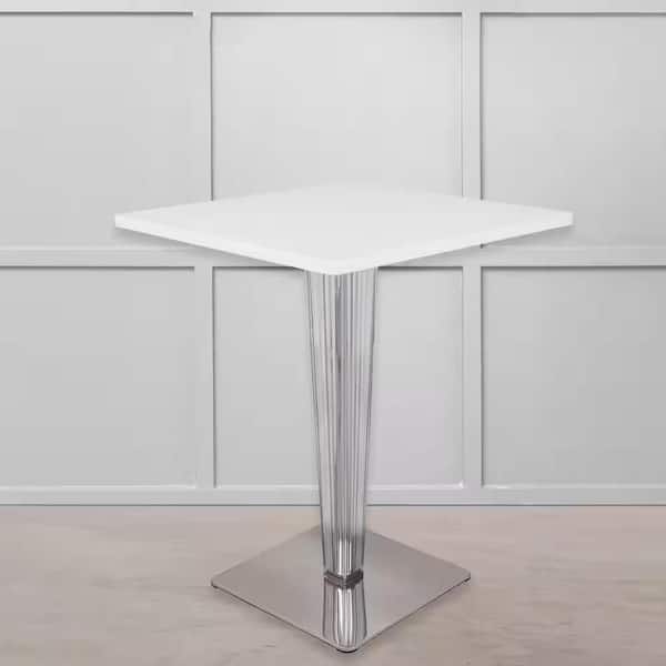 Leisuremod Glen Modern White Wood Pedestal Dining Table Seats 2