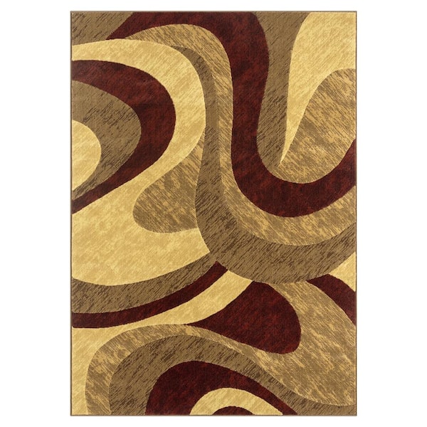 Home Dynamix Catalina Huron Beige/Red 5 ft. x 7 ft. Geometric Polypropylene Area Rug