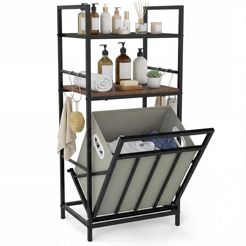 Black Metal 2-Tier 37 x 17 x 13 Laundry Hamper Modern Rectangle with Tilt-out Basket price history on PriceWatchPro
