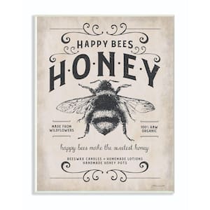 12 in. x 18 in. ''Honey Bee Rustic Farm Textured Word'' by Stephanie Workman Marrott Wood Wall Art