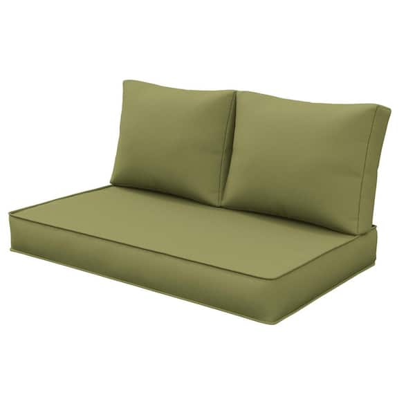 46 in. x 26 in. Outdoor Patio Replacement Loveseat Cushion Set with Backrest Light Green