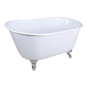 Onamia 48 in. x 28 in. Cast Iron Clawfoot Soaking Bathtub in White/Polished Chrome