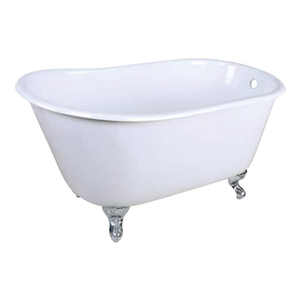 Kingston Brass Onamia 48 in. x 28 in. Cast Iron Clawfoot Soaking Bathtub in White/Polished Chrome