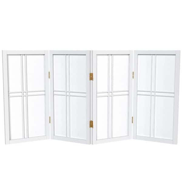 2 ft. Short Desktop Double Cross Shoji Screen - White - 4 Panels