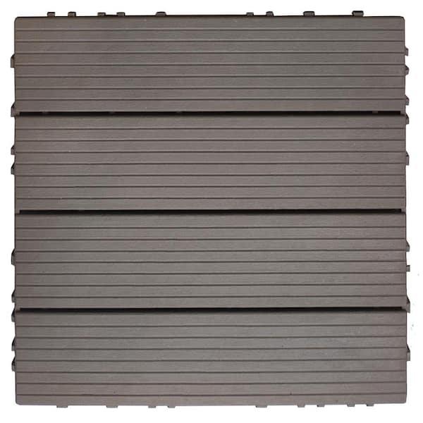 Afoxsos 1 ft. x 1 ft. Plastic Composite Deck Tile Set, All-Weather Easy to DIY and Maintain, Light Coffee (35-Pack)