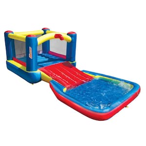 Bounce N Splash Multi-Colored Water Park Aquatic Activity Play Center with Slide