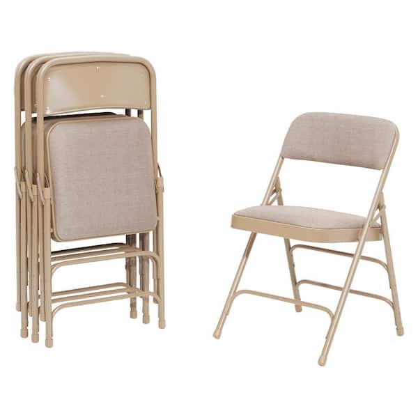 National Public Seating 2301 Beige Fabric Seat Stackable Folding Chair (Set of 4) - 3