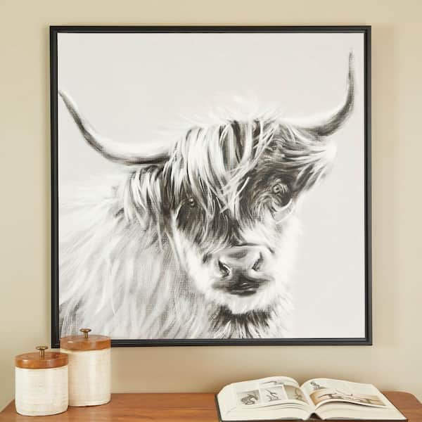 Highland Cow Fabric Panel Cow Quilt Block Square Fabric Panel for