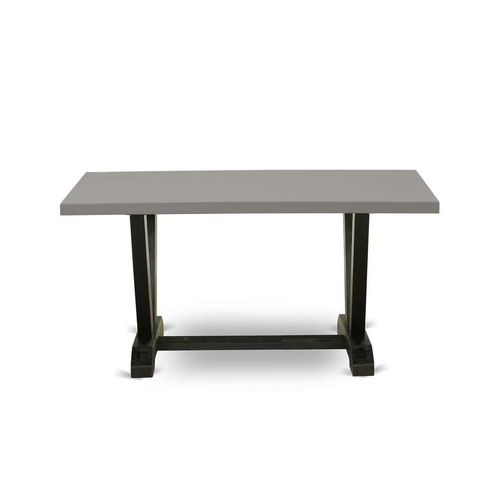 Modern Black and Cement 5-Piece Dining Set with Padded Chairs