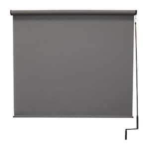 Morro Bay Grey Cordless Outdoor Patio Roller Shade 120 in. W x 96 in. L