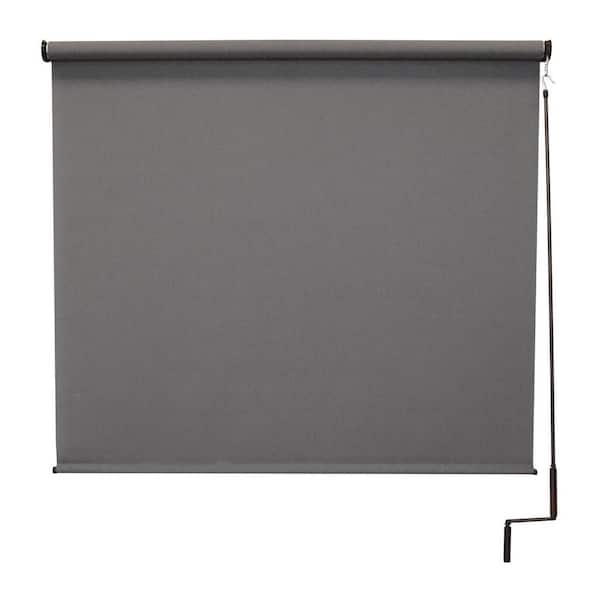 SeaSun Morro Bay Grey Cordless Outdoor Patio Roller Shade 72 in. W x 96 in. L